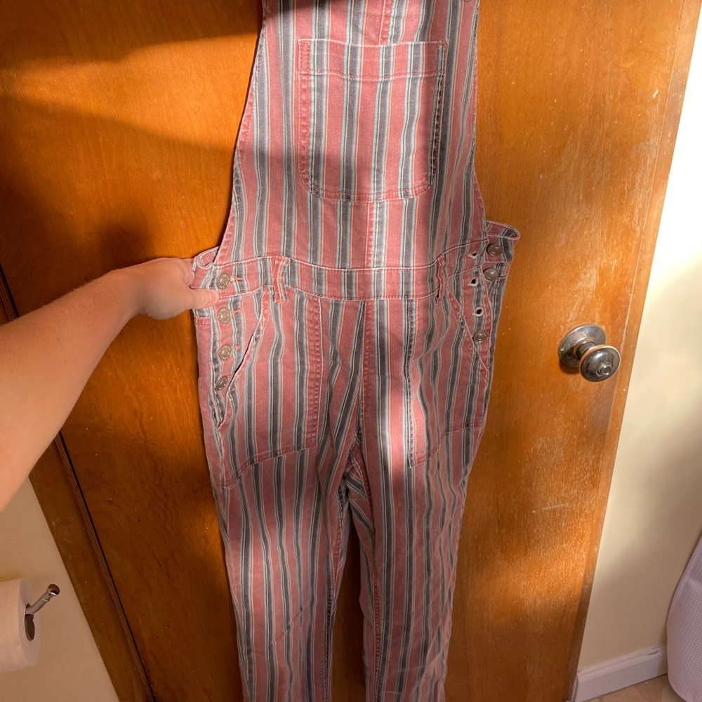American eagle striped overalls